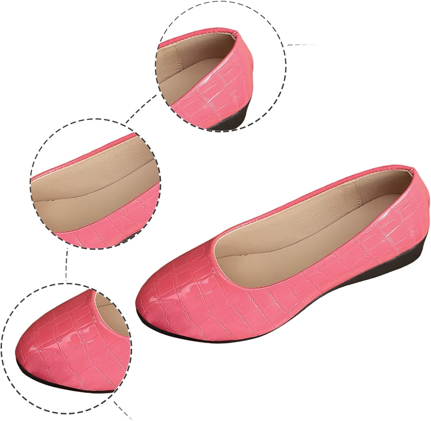 Women’s Comfortable Ballet Dressy Work Flats, Round Toe Slip on Office Shoes