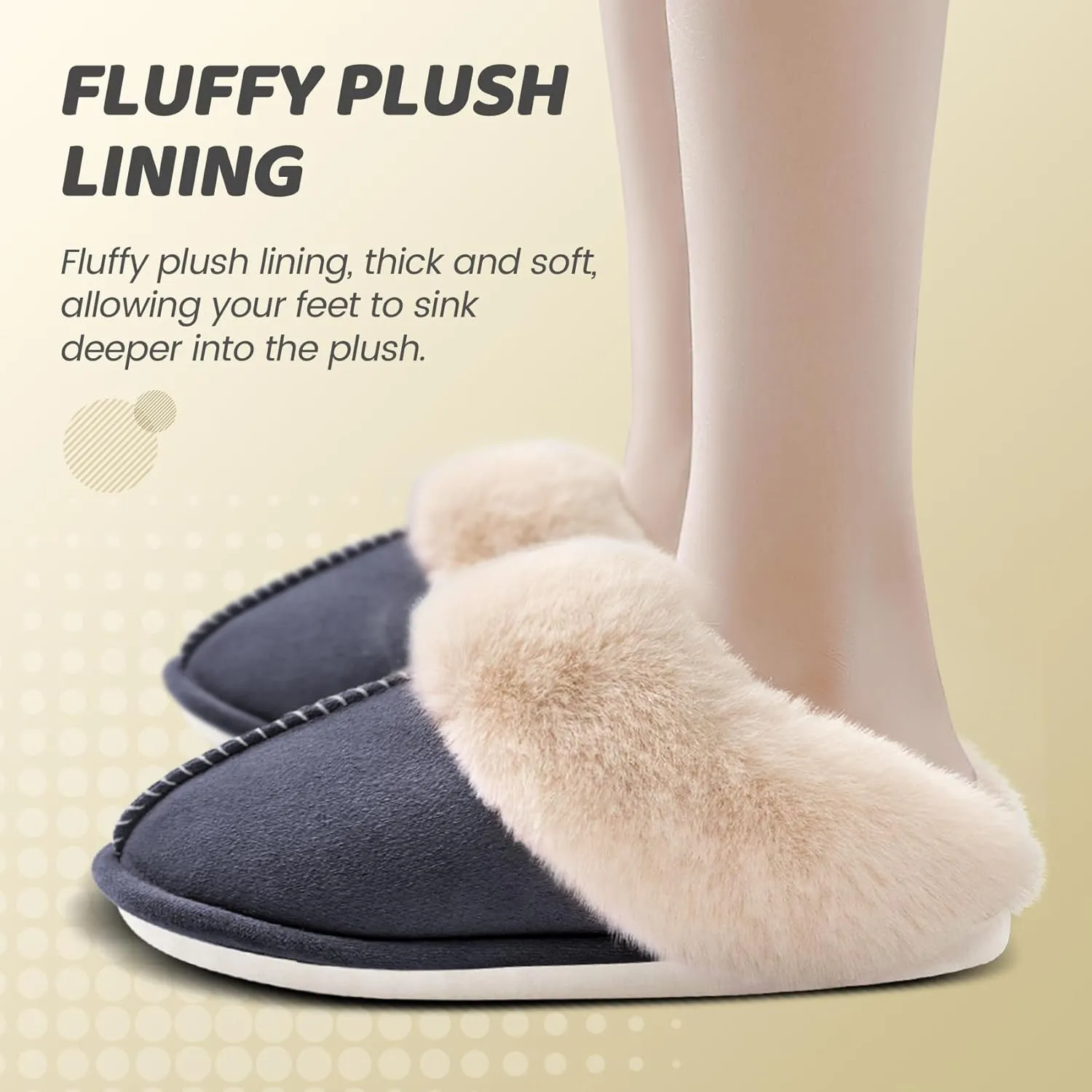 Women's House Slippers Memory Foam Fluffy Soft Slippers, Slip on Winter Warm Shoes for Women
