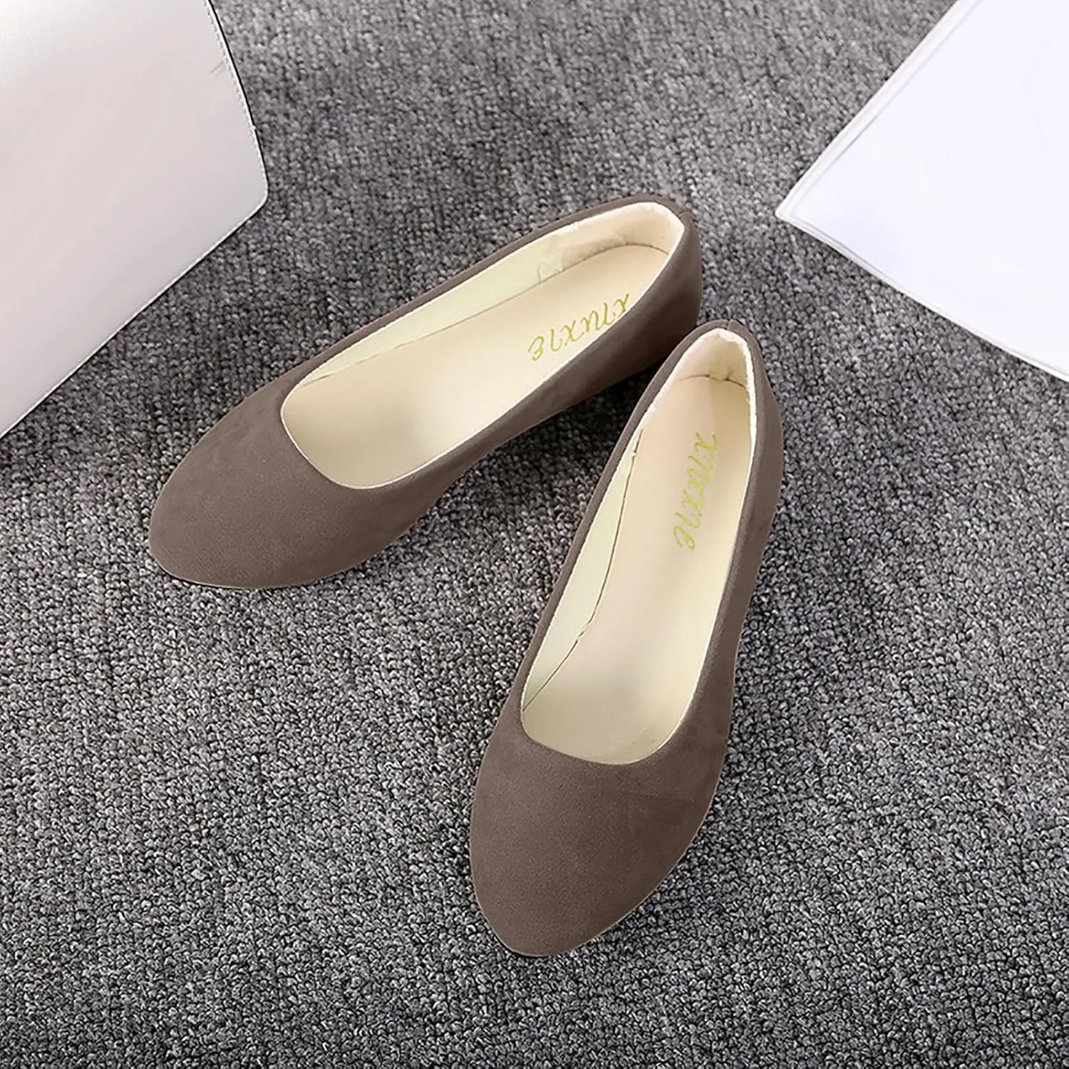 Women's Low Heel Pointed Toe Flat Shoes Comfortable Flat Shoes Casual Soft One Foot Stirrup Elegant Suede Flat Shoes