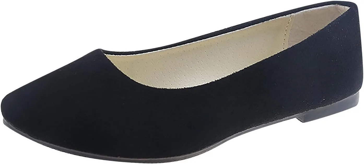 Women's Low Heel Pointed Toe Flat Shoes Comfortable Flat Shoes Casual Soft One Foot Stirrup Elegant Suede Flat Shoes