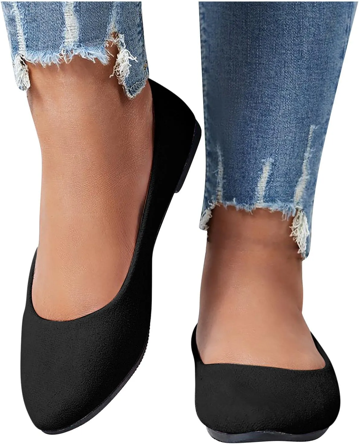 Women's Low Heel Pointed Toe Flat Shoes Comfortable Flat Shoes Casual Soft One Foot Stirrup Elegant Suede Flat Shoes