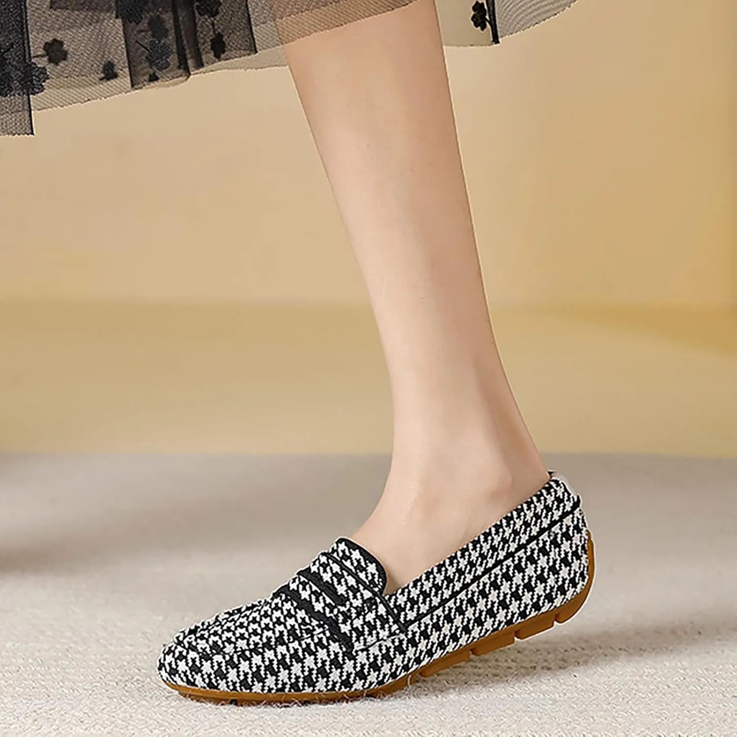Women's Mary Jane Shoe Driving Casual Slip On Flat Lightweight Loafers Comfortable Boat Shoes Dressy Walking Flat Loafer