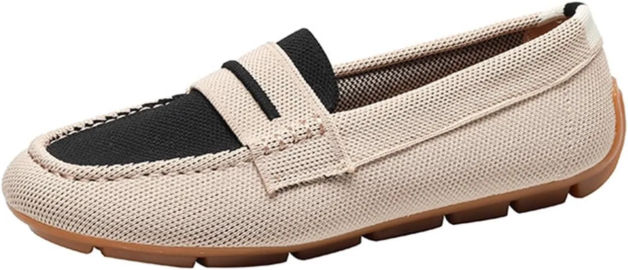 Women's Mary Jane Shoe Driving Casual Slip On Flat Lightweight Loafers Comfortable Boat Shoes Dressy Walking Flat Loafer