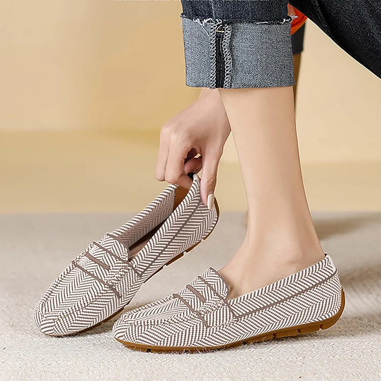 Women's Mary Jane Shoe Driving Casual Slip On Flat Lightweight Loafers Comfortable Boat Shoes Dressy Walking Flat Loafer