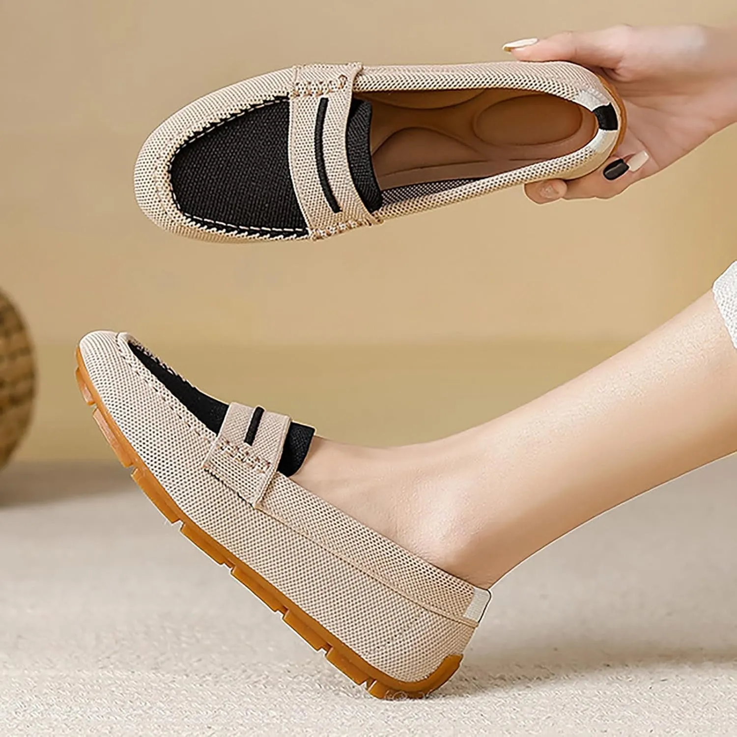 Women's Mary Jane Shoe Driving Casual Slip On Flat Lightweight Loafers Comfortable Boat Shoes Dressy Walking Flat Loafer
