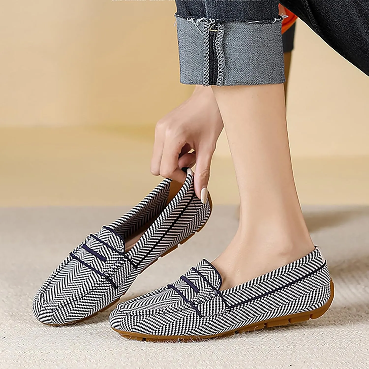 Women's Mary Jane Shoe Driving Casual Slip On Flat Lightweight Loafers Comfortable Boat Shoes Dressy Walking Flat Loafer