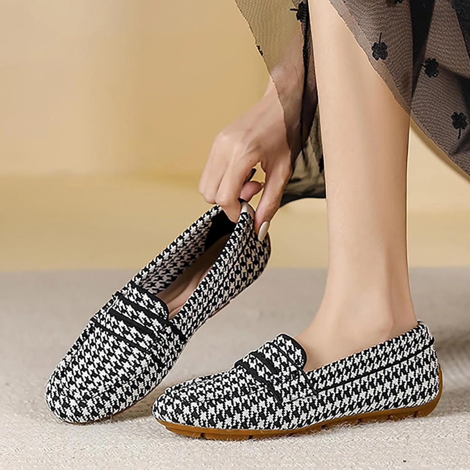 Women's Mary Jane Shoe Driving Casual Slip On Flat Lightweight Loafers Comfortable Boat Shoes Dressy Walking Flat Loafer