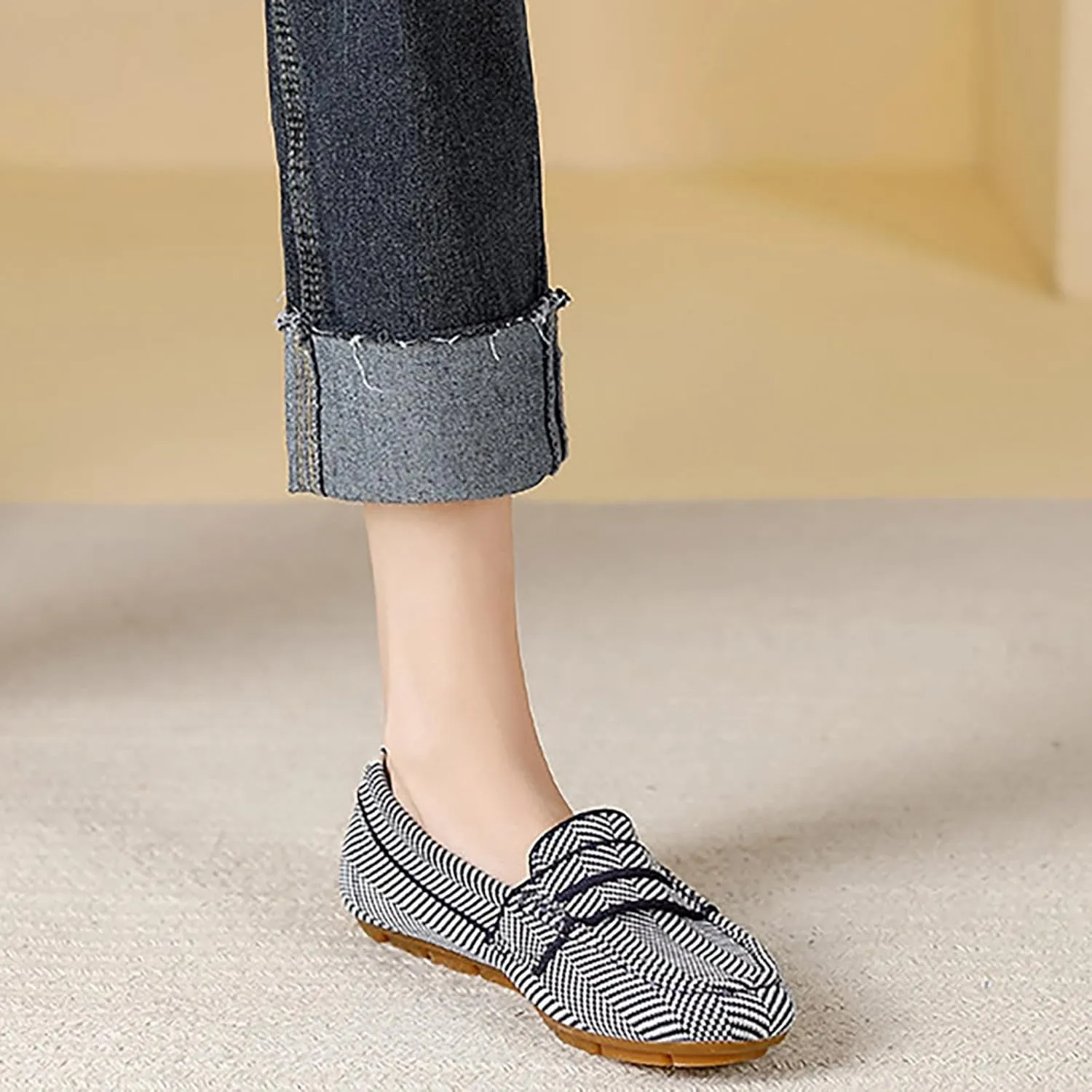 Women's Mary Jane Shoe Driving Casual Slip On Flat Lightweight Loafers Comfortable Boat Shoes Dressy Walking Flat Loafer