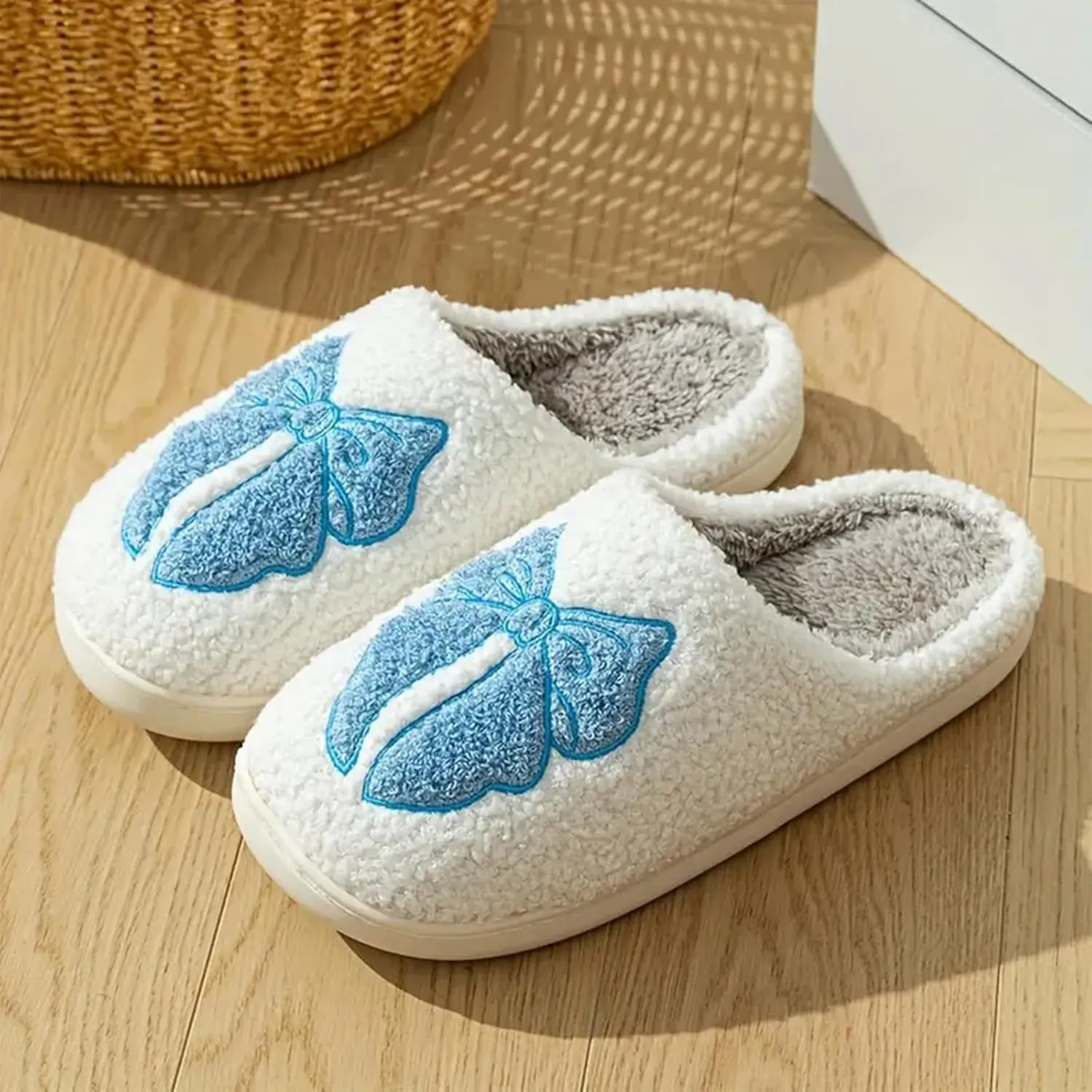Women's Men's Cute Retro House Slippers Memory Foam Plush Fuzzy Indoor Shoes