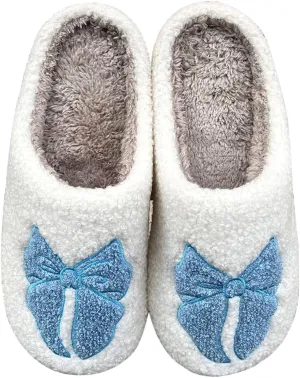 Women's Men's Cute Retro House Slippers Memory Foam Plush Fuzzy Indoor Shoes