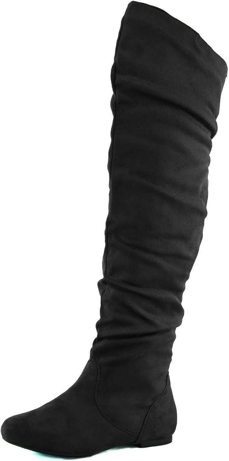 Women's Over the Knee Slouchy Flat Boots Knee High Low Heel Shoes Thigh High Boots Boots