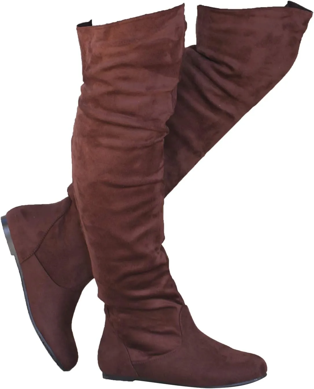 Women's Over the Knee Slouchy Flat Boots Knee High Low Heel Shoes Thigh High Boots Boots
