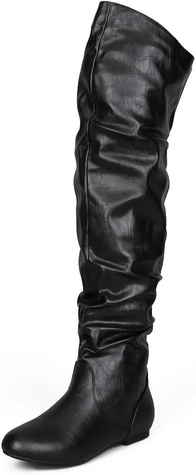 Women's Over the Knee Slouchy Flat Boots Knee High Low Heel Shoes Thigh High Boots Boots