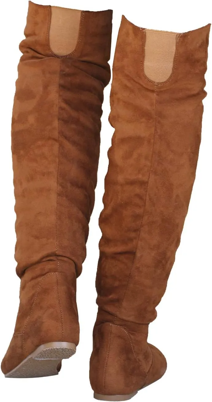 Women's Over the Knee Slouchy Flat Boots Knee High Low Heel Shoes Thigh High Boots Boots