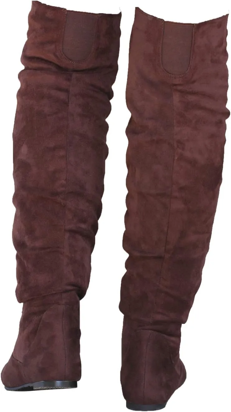 Women's Over the Knee Slouchy Flat Boots Knee High Low Heel Shoes Thigh High Boots Boots
