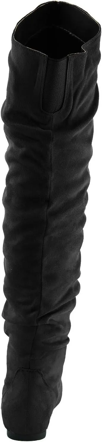 Women's Over the Knee Slouchy Flat Boots Knee High Low Heel Shoes Thigh High Boots Boots