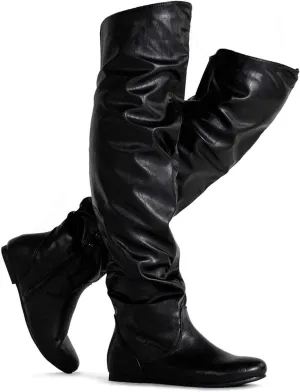 Women's Over the Knee Slouchy Flat Boots Knee High Low Heel Shoes Thigh High Boots Boots