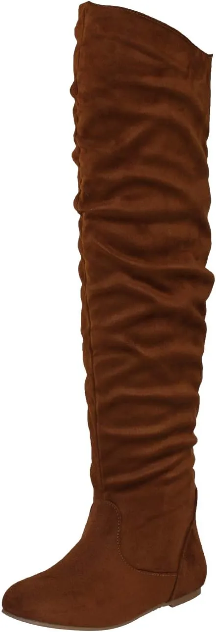 Women's Over the Knee Slouchy Flat Boots Knee High Low Heel Shoes Thigh High Boots Boots