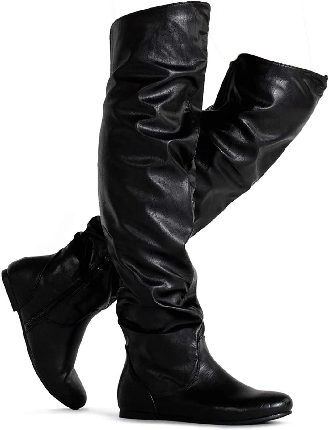 Women's Over the Knee Slouchy Flat Boots Knee High Low Heel Shoes Thigh High Boots Boots
