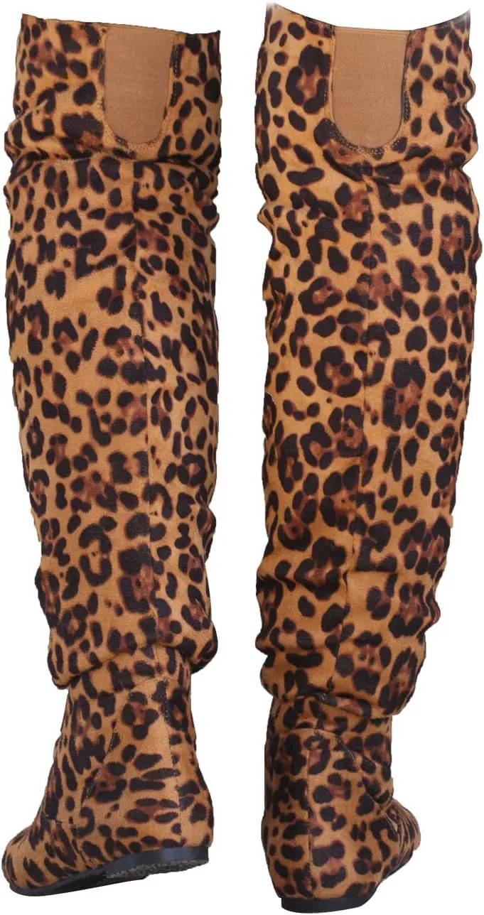 Women's Over the Knee Slouchy Flat Boots Knee High Low Heel Shoes Thigh High Boots Boots