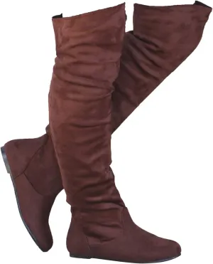 Women's Over the Knee Slouchy Flat Boots Knee High Low Heel Shoes Thigh High Boots Boots