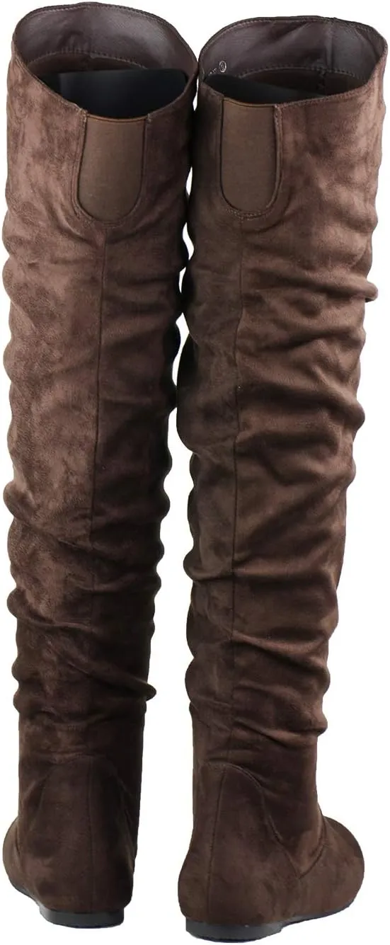 Women's Over the Knee Slouchy Flat Boots Knee High Low Heel Shoes Thigh High Boots Boots