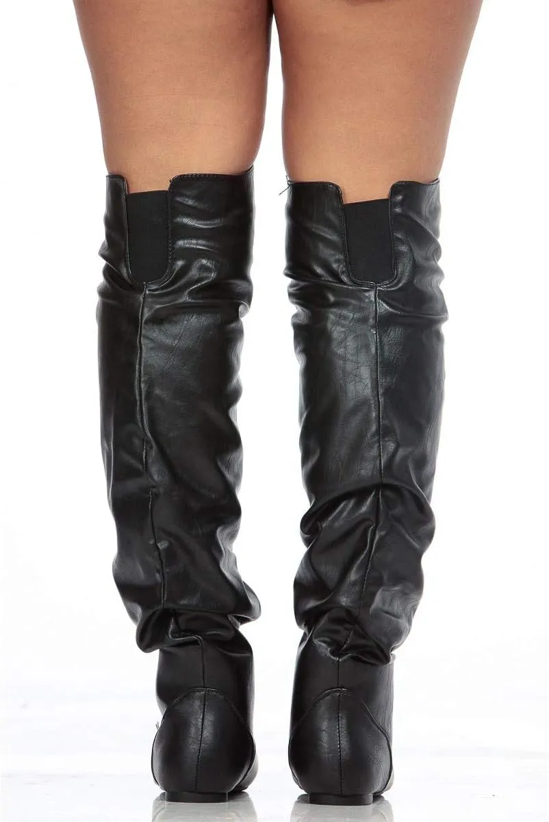 Women's Over the Knee Slouchy Flat Boots Knee High Low Heel Shoes Thigh High Boots Boots