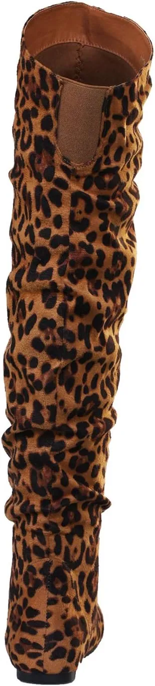 Women's Over the Knee Slouchy Flat Boots Knee High Low Heel Shoes Thigh High Boots Boots