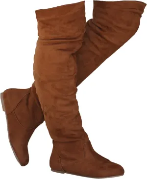 Women's Over the Knee Slouchy Flat Boots Knee High Low Heel Shoes Thigh High Boots Boots