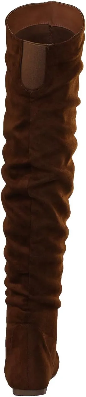 Women's Over the Knee Slouchy Flat Boots Knee High Low Heel Shoes Thigh High Boots Boots