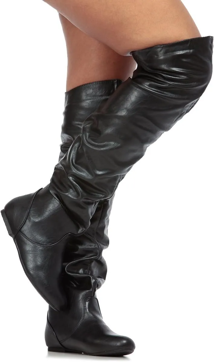 Women's Over the Knee Slouchy Flat Boots Knee High Low Heel Shoes Thigh High Boots Boots