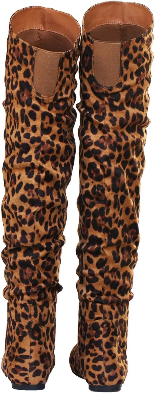 Women's Over the Knee Slouchy Flat Boots Knee High Low Heel Shoes Thigh High Boots Boots