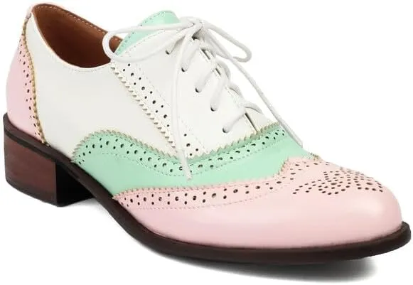 Women's Oxfords Brogue Color Blocking Low Heel Shoes