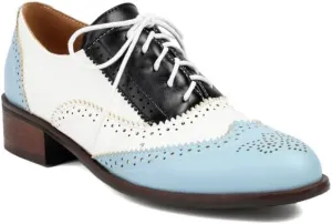 Women's Oxfords Brogue Color Blocking Low Heel Shoes