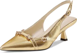 Women's Slingback Kitten Heels Pointed Toe Low Heel Pumps Comfortable Dress Office Shoes