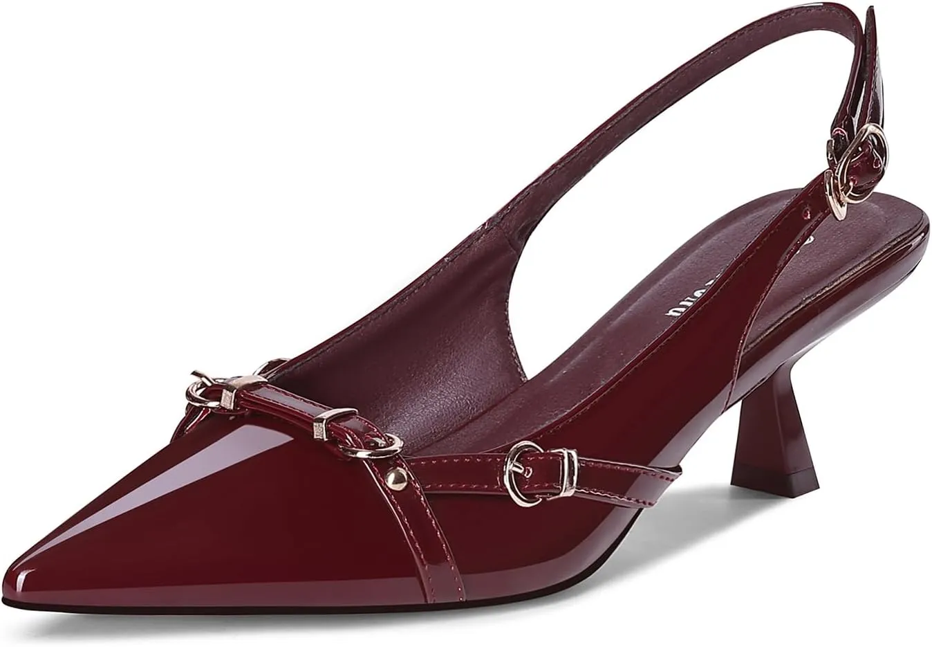 Women's Slingback Kitten Heels Pointed Toe Low Heel Pumps Comfortable Dress Office Shoes