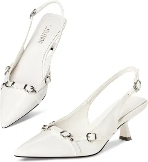 Women's Slingback Kitten Heels Pointed Toe Low Heel Pumps Comfortable Dress Office Shoes