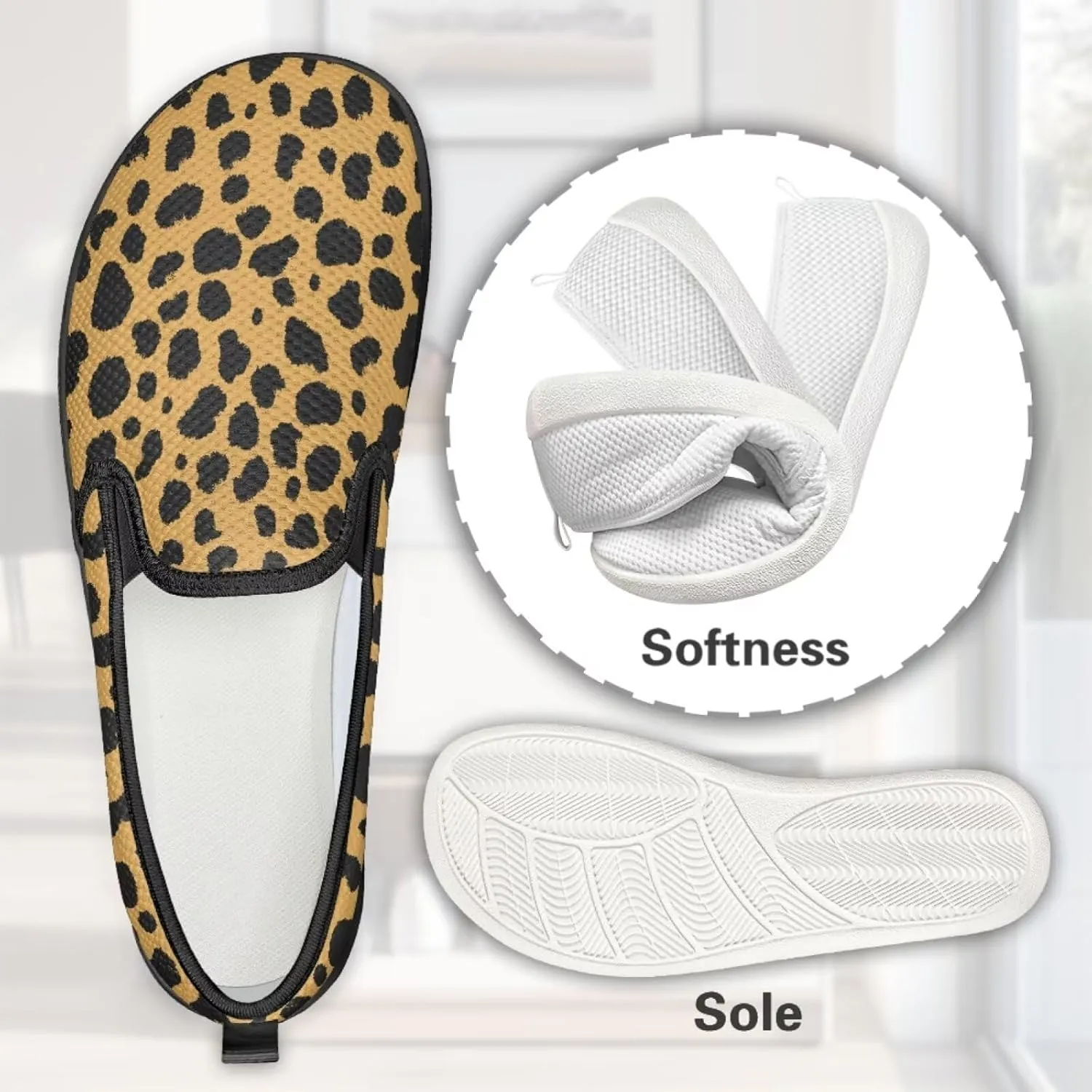 Women's Slip On Shoes Casual Breathable Mesh Flats Sneakers Fashion Low Top Soft Loafers for Tennis Work