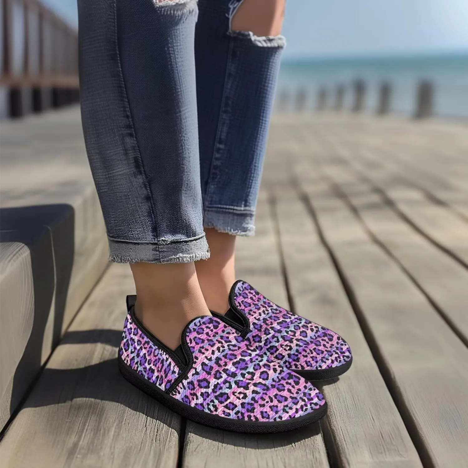 Women's Slip On Shoes Casual Breathable Mesh Flats Sneakers Fashion Low Top Soft Loafers for Tennis Work