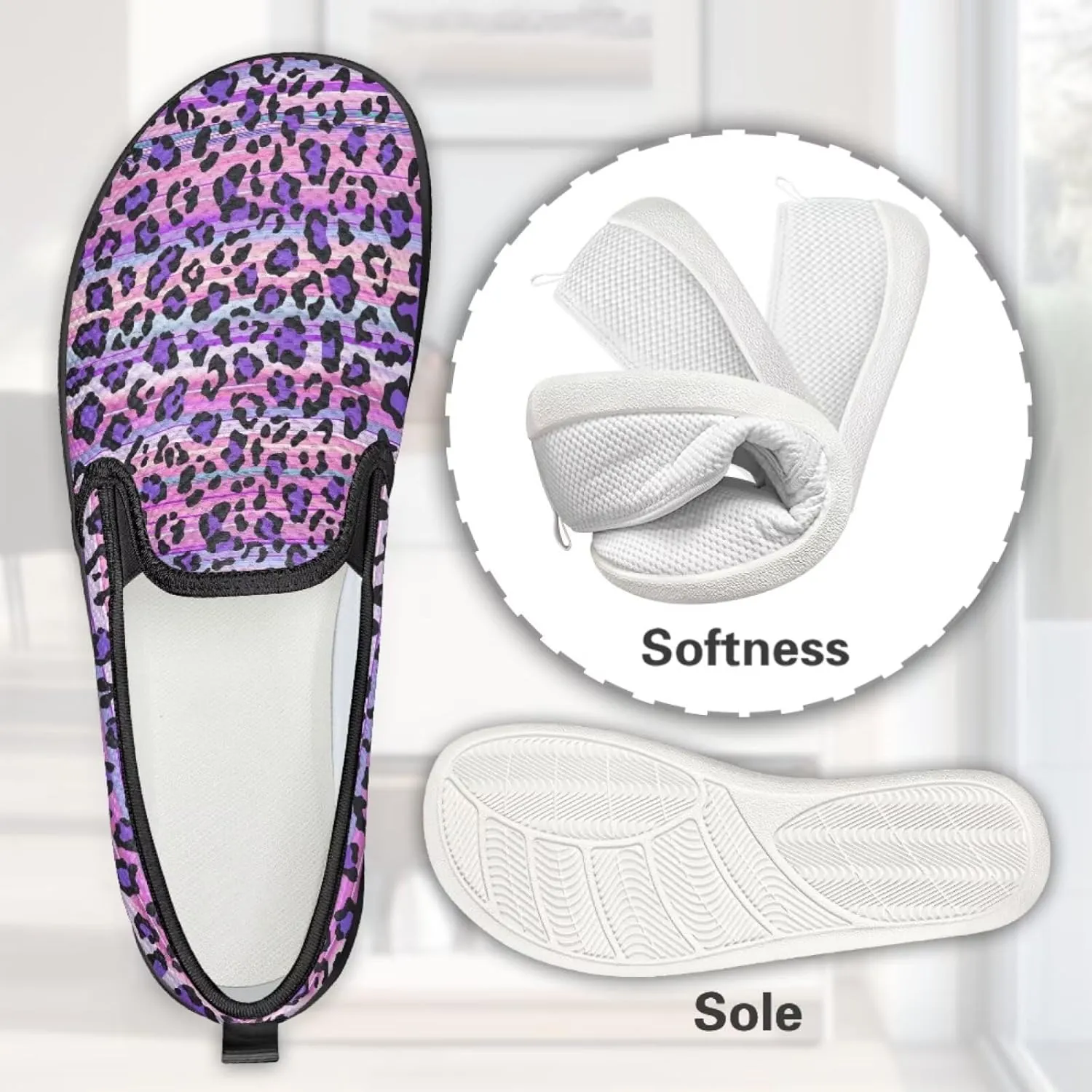 Women's Slip On Shoes Casual Breathable Mesh Flats Sneakers Fashion Low Top Soft Loafers for Tennis Work