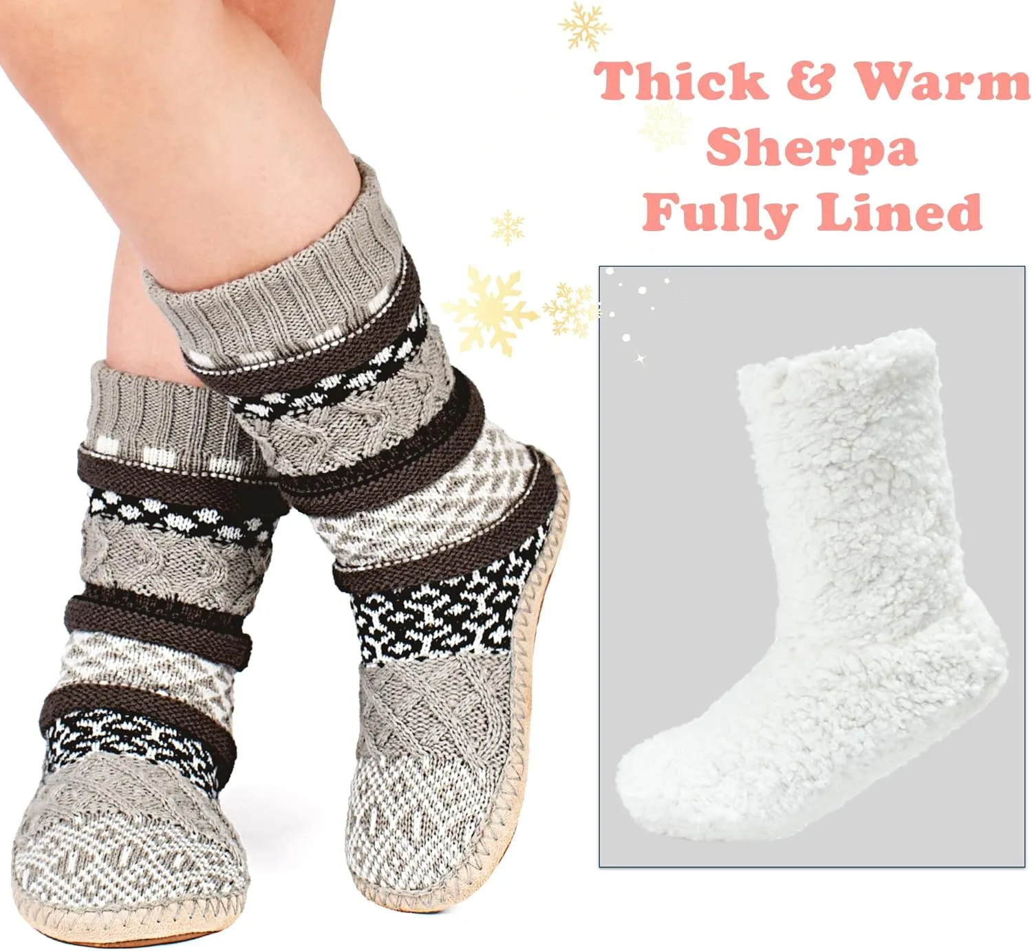 Women's Slipper Socks, Warm Fuzzy House Boots, Winter Fluffy Indoor Shoes, Cozy Christmas Gifts Unique