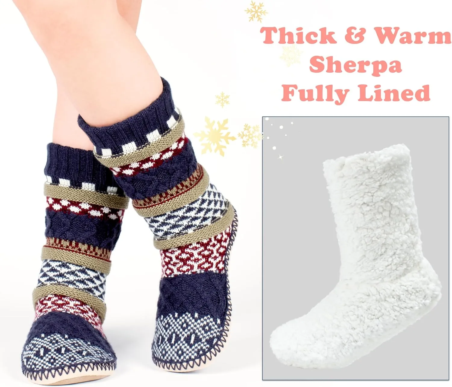 Women's Slipper Socks, Warm Fuzzy House Boots, Winter Fluffy Indoor Shoes, Cozy Christmas Gifts Unique