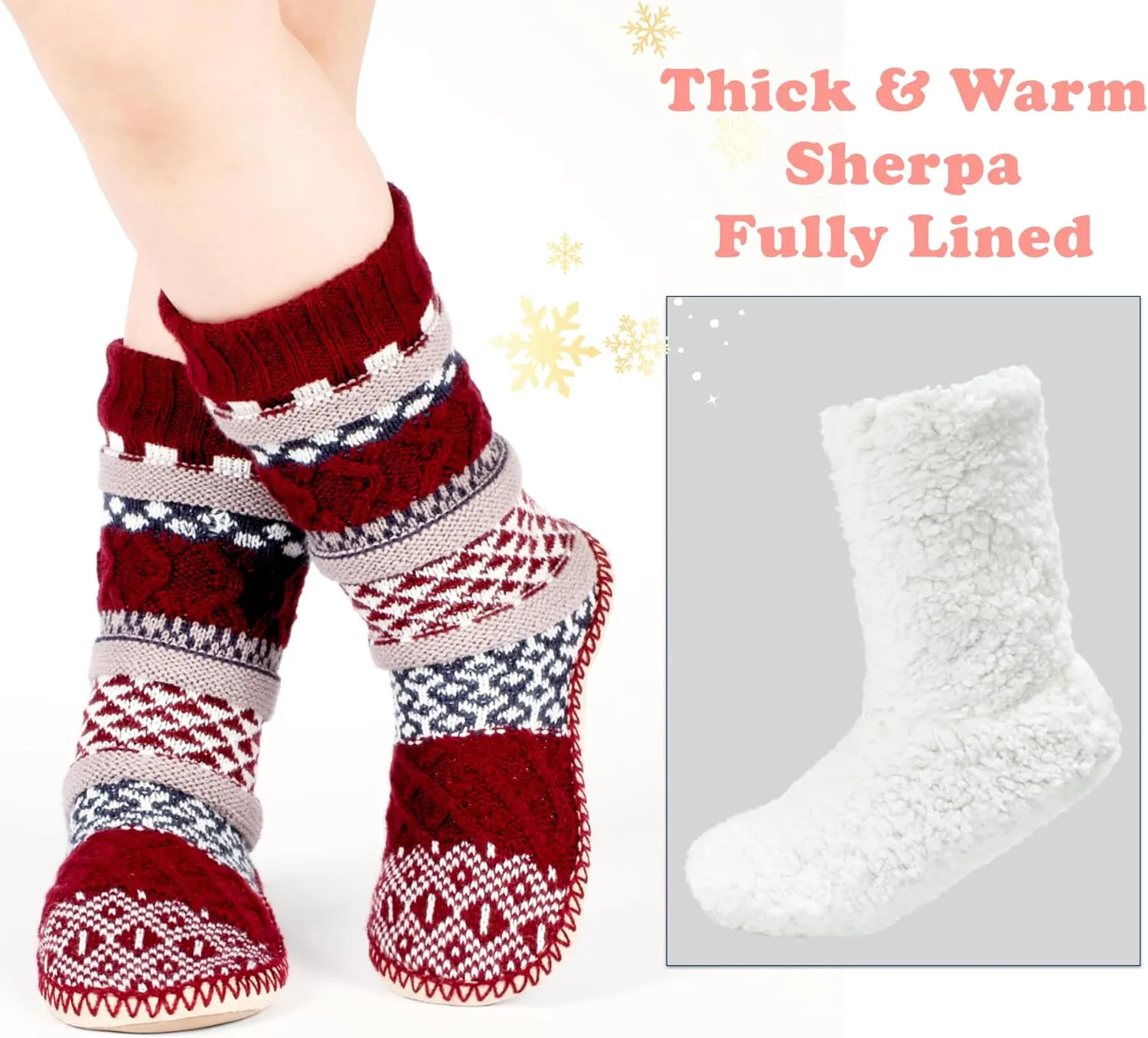 Women's Slipper Socks, Warm Fuzzy House Boots, Winter Fluffy Indoor Shoes, Cozy Christmas Gifts Unique