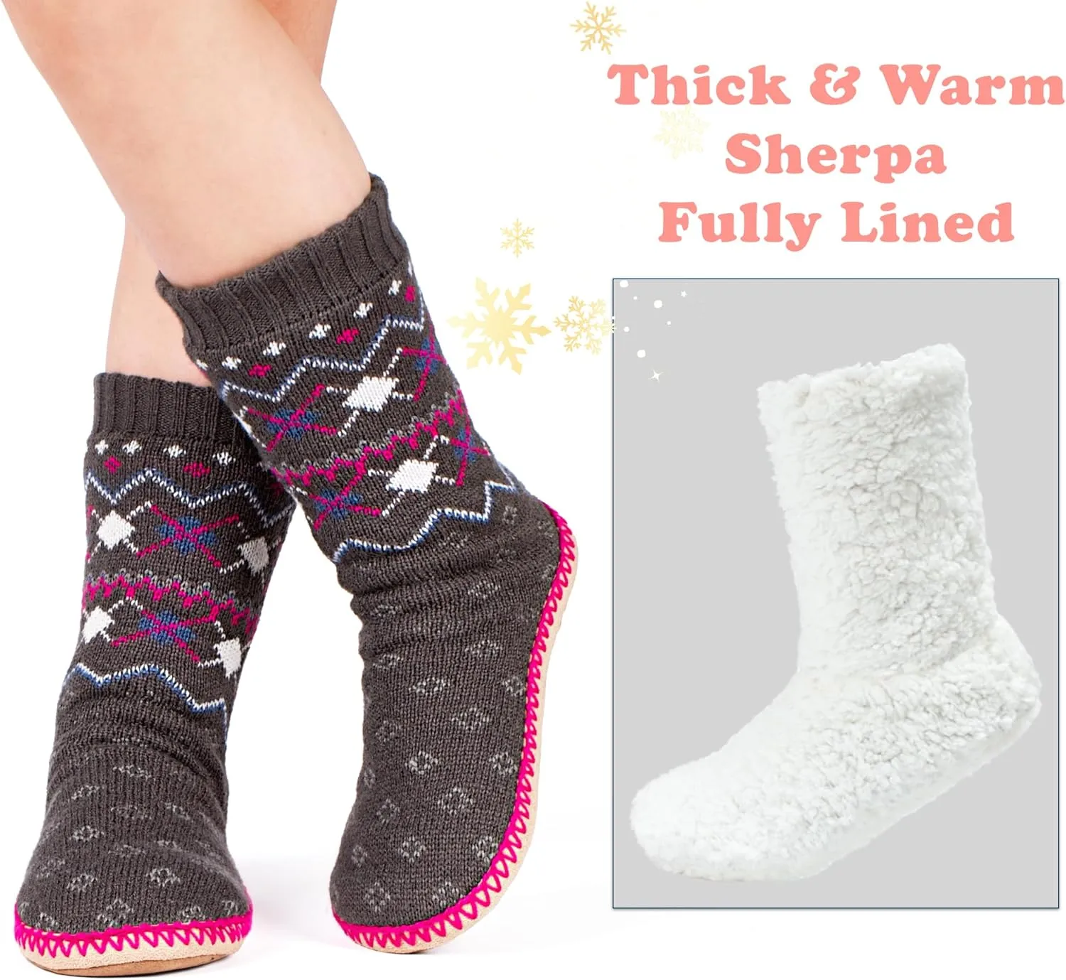 Women's Slipper Socks, Warm Fuzzy House Boots, Winter Fluffy Indoor Shoes, Cozy Christmas Gifts Unique