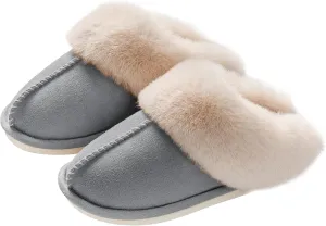 Womens Slippers Memory Foam Fluffy Fur Soft Slippers Warm House Shoes Indoor Outdoor Winter