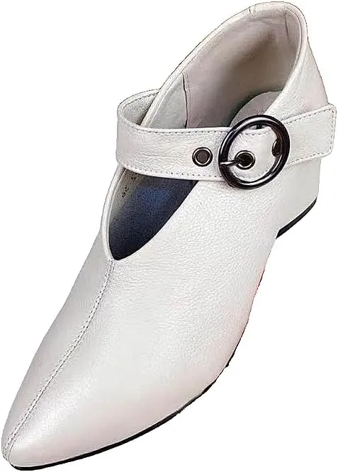 Women's Solid Color Fashion Shoes,Ankle Buckle Strap Comfortable Chunky Heel Daily Shoes,Versatile Pointed Toe Soft Sole Shoes