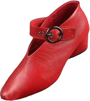 Women's Solid Color Fashion Shoes,Ankle Buckle Strap Comfortable Chunky Heel Daily Shoes,Versatile Pointed Toe Soft Sole Shoes