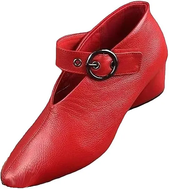 Women's Solid Color Fashion Shoes,Ankle Buckle Strap Comfortable Chunky Heel Daily Shoes,Versatile Pointed Toe Soft Sole Shoes