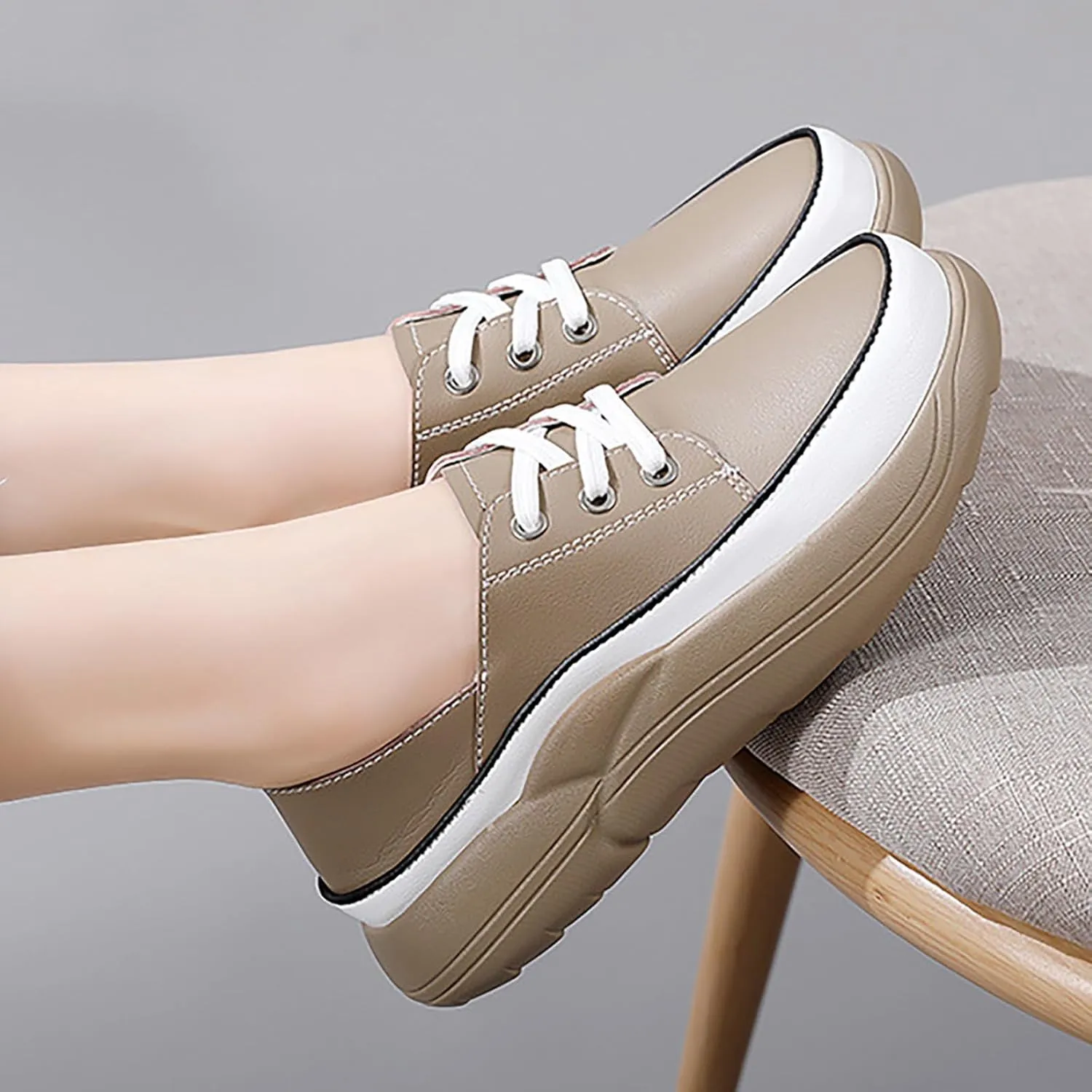 Women's Trendy Heightening Chunky Loafers Fashion Round Toe Slip On Comfort Walking Casual Shoes Floral Heels for Women