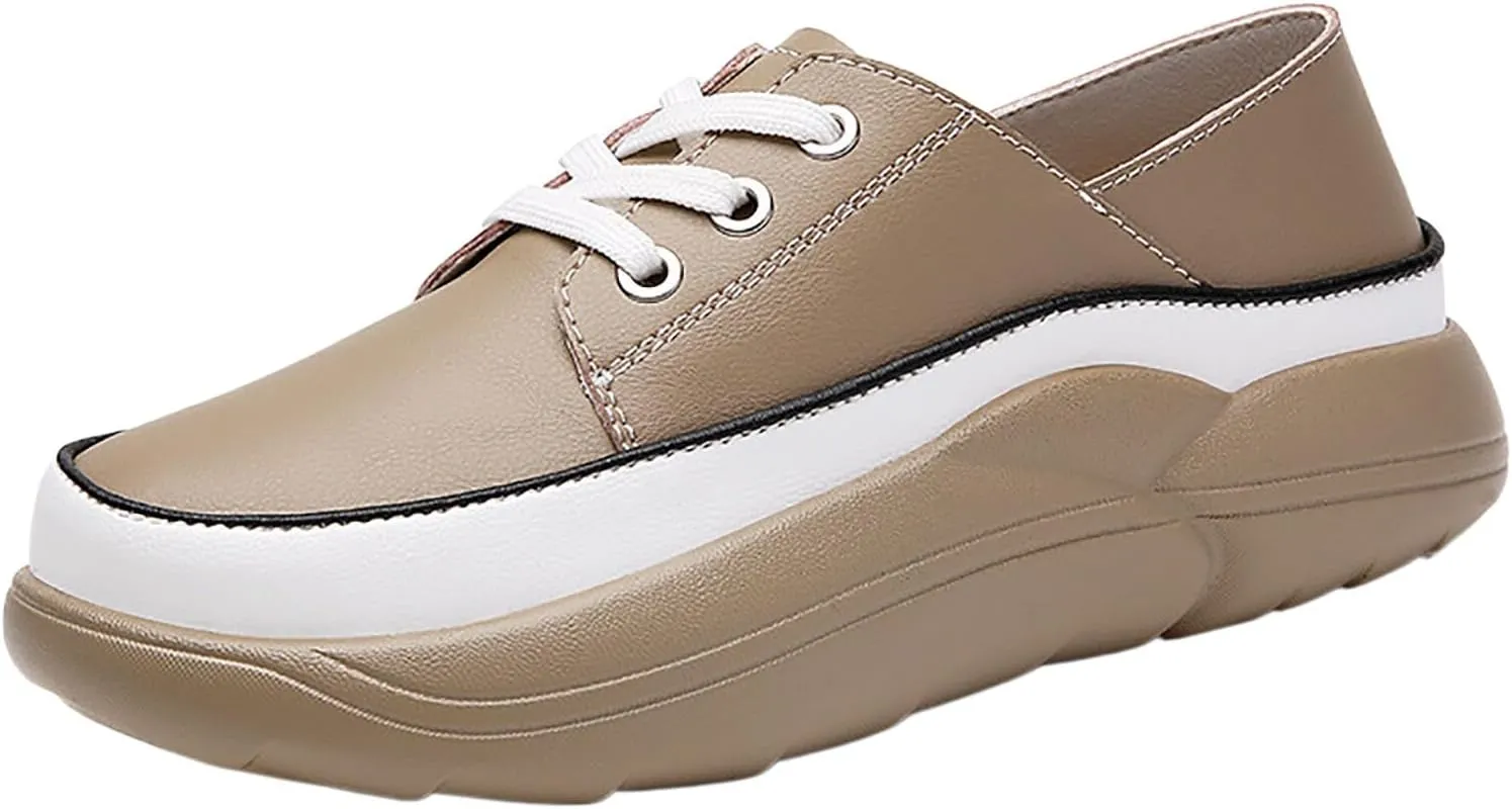 Women's Trendy Heightening Chunky Loafers Fashion Round Toe Slip On Comfort Walking Casual Shoes Floral Heels for Women
